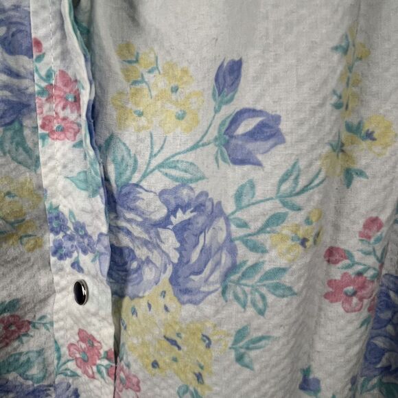 Vtg Flower Power Midi Robe Size L-XL HouseCoat Nightgown Dress Muumuu Mod Waffle - Picture 12 of 16